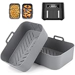 YQL Thickened Silicone Air Fryer Liner for Ninja Dual 7.6L/Instant Vortex/Salter, 2PCS Air Fryer Liners Reusable Kitchen Accessories Silicone Basket for Ninja AF300UK/EMtronics Dual & Oven & Microwave