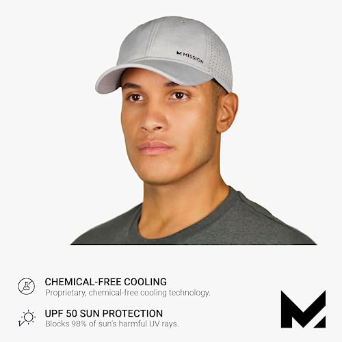 Mission Vented Cooling Performance Hat - Unisex Baseball Caps - Sun Protection Hats (Grey) #TOP3