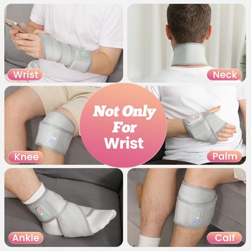 Image of Cordless Wrist Heating Pad Wrap, Heated Wrist Brace with Vibration, Heated Wrist and Hand Massager, 3 Heat Levels, 3 Massage, Rechargeable Heating Pad for Wrist and Hand, Elbow, Ankle
