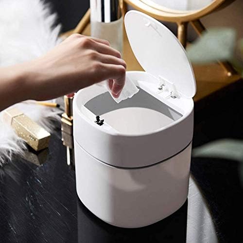 Mini recycle bin plastic trash can creative desktop trash can with lid small home office cleaning trash can button desktop storage trash can