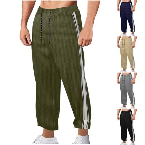 Mens Loose Sweatpants Side Stripe Wide Leg Joggers Drawstring Waist Casual Track Pants Baggy Trousers with Pockets
