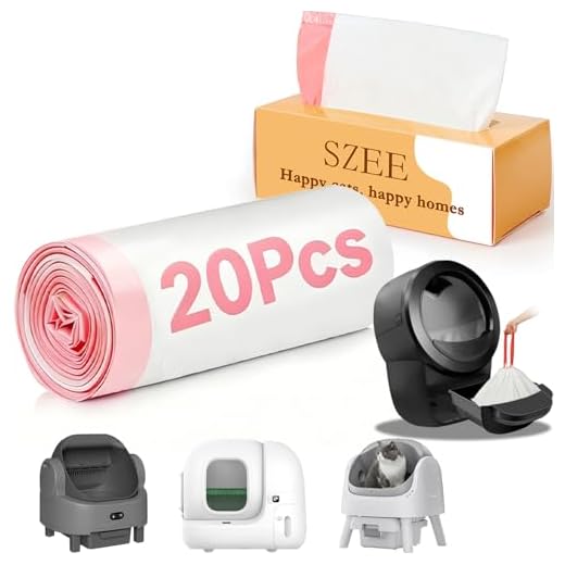 SZEE 20 Stück Selbstreinigend Katzenklo Beutel, Automatisches Katzenklo Müllbeutel mit Zugbändern, Elektrisches Katzentoilette für Litter Box Robot 3/4, Kratzfest für Haustier, 61 x 36cm