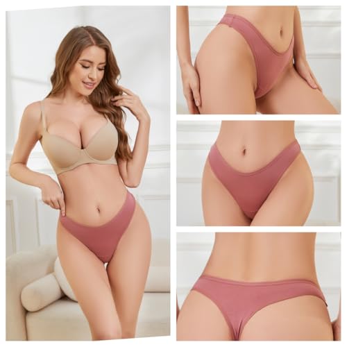 6 Pack Womens Underwear Cotton Breathable Thongs for Women Sexy Stretch Cheeky Soft Panties Thong Basic4
