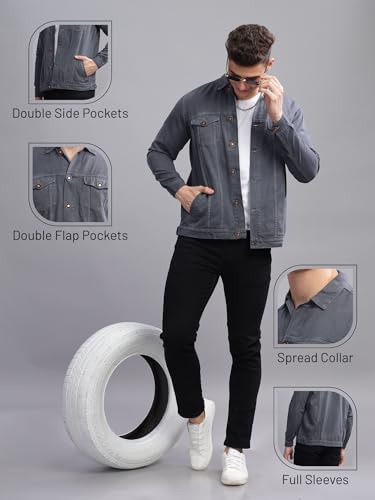Image of Kuons Avenue Men's Regular Fit Trucker Jacket | Denim Jacket for Men
