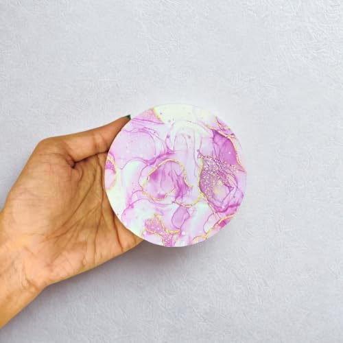 Image of Zesta Coasters for Cups Set of 6 / Wooden Coasters for Bar Accessories for Home /Tea Coaster Set of 6 / Waterproof Dining Table Decor Glass Cover (Marble, Circle)