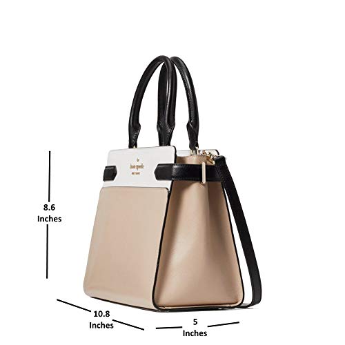 Kate Spade New York Staci Medium Saffiano Leather Satchel Purse In Warm Beige/Black #TOP4