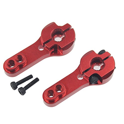 Sharegoo 5Pcs Aluminum 25T Servo Horn M3 Threads 25T Steering Arm Compatible With Futaba Savox Xcore Hsp Towerpro Mg Servo Rc Car Truck Buggy Airplane,Red #TOP2