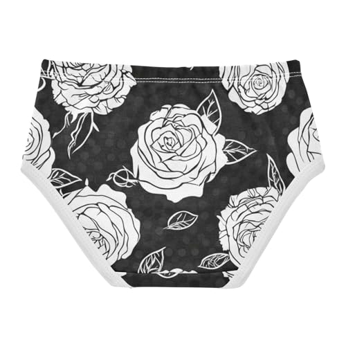 Toddler Underwear Custom 2t Cotton Panties for Girl Pattern Briefs Underpants White Roses Black2