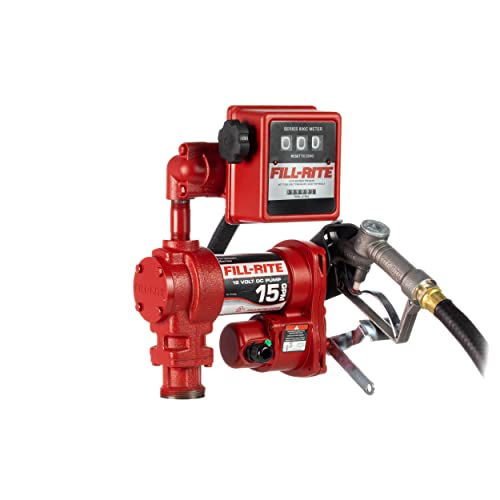 Fill-Rite FR1211HL 12V 15 GPM Fuel Transfer Pump with Standard Mechanical Meter Package, Liters | Gasoline, Diesel, Kerosene, Ethanol & Methanol Blends & Biodiesel