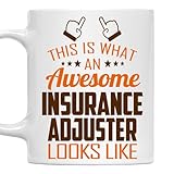 MONIZILUCKY Awesome Insurance Adjuster Mug 11oz – This Is What an Awesome Insurance Adjuster Looks Like – 11oz White Ceramic Coffee Cup Gift for Work Office, Coworker, Birthday, Christmas