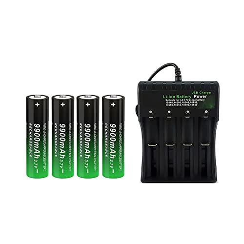4 Pack 3.7 V Button Top 9900 mAh Lithium Polymer Ion 18650