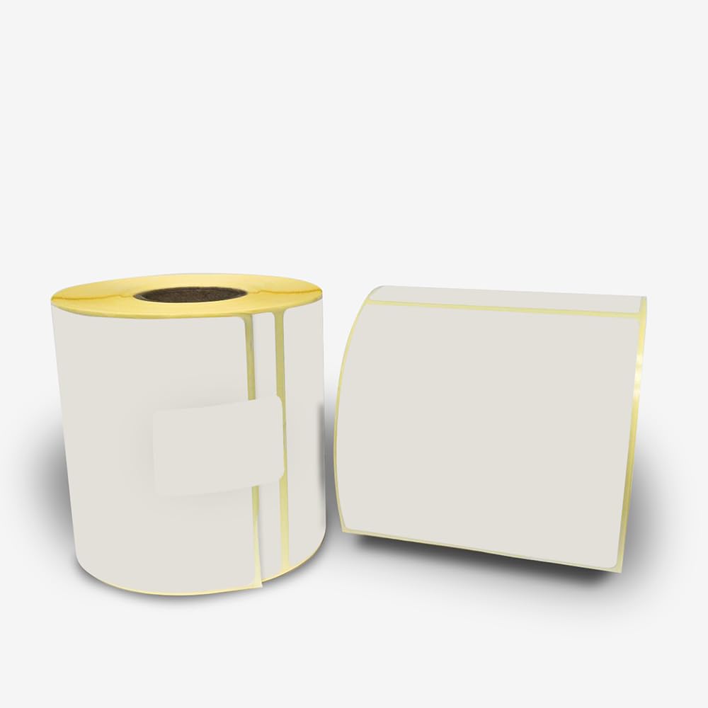 Thermal Transfer semi Gloss Paper Labels 101 x 101 mm (4" x 4"), White – Permanent Adhesive, 500 Labels per Roll, Compatible with (Zebra, Honeywell, Citizen, Toshiba and TSC Desktop Printers)