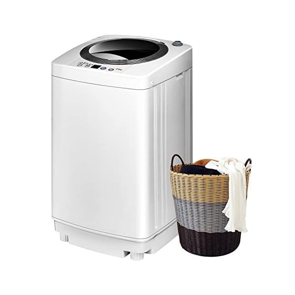 COSTWAY Portable Washing Machine, 8Lbs Capacity Full-automatic Washer with 6 Wash Programs, LED Display, 3 Water Levels, Compact Laundry Washer and Dryer Combo for Home, Apartment, Dorm, RVs