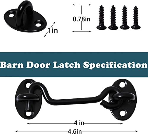 Klurent 4" Barn Door Latch Door Lock Hardware, Sliding Door Lock Eye Hook Latch With Screws, Rust-Resistant Metal Gate Latch(2 Pack) #TOP1