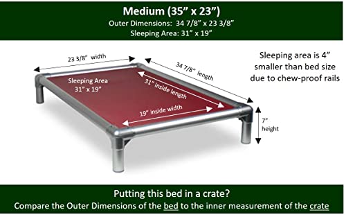 Kuranda Chewproof Crate Bed - Silver Aluminum - 35\" x 23\" - Ballistic - Burgundy - Thumbnail 3