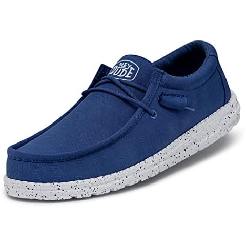 Hey Dude Men's Wally Slub Canvas Moc Toe Shoes, Blue (True Blue), 13 UK Cover