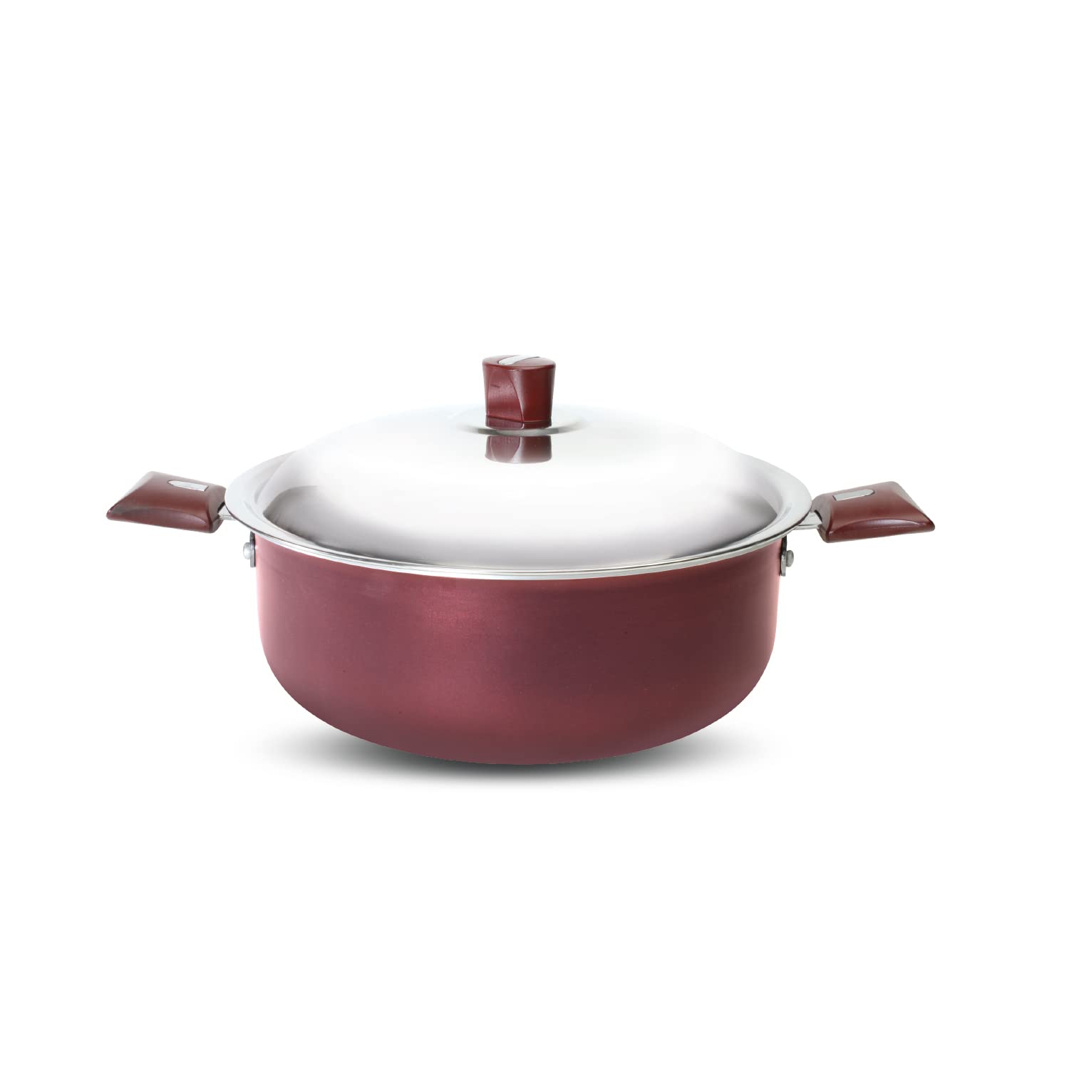 Nirlepby Bajaj Electricals Aluminium Select J Class Non Stick Induction Casserole with Lid, 3 Liters, Maroon Red