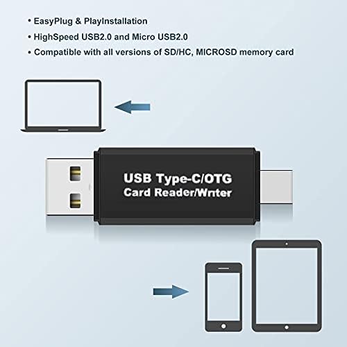 SD Card Reader, Jiasoval 3-in-1 USB Type C OTG Memory Card Adapter Portable USB 2.0 Memory Card Reader Micro SD Card Adapter for SD, Micro SD, SDXC, SDHC, Micro SDHC, Micro SDXC with OTG Function