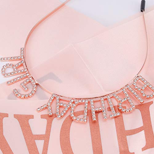 Aoprie Rose Gold Birthday Tiara And Crown With Sash For Women - Rhinestone Princess Headband And Happy Birthday Accessories thumb #1
