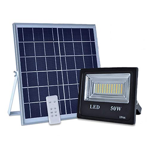 SBCGFY Focos solares para Exteriores con Control Remoto, Foco LED de 50 W, IP66, Impermeable, Paneles solares, luz de Seguridad Solar para Calles y césped.