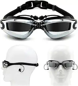 Óculos de Natação Unissex Antiembaçante com Lentes Espelhadas – Proteção UV com Proteção Auricular