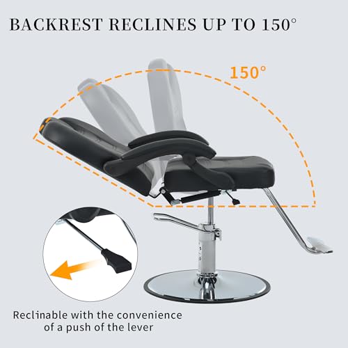 Image of Hair Salon Chair, Styling Reclining Barber Chair,Seat Height 37.4-42 inch, Heavy Duty Hydraulic Pump,Adjustable Barber Chair Beauty Shampoo Barbering Chair for Hair Stylist Spa