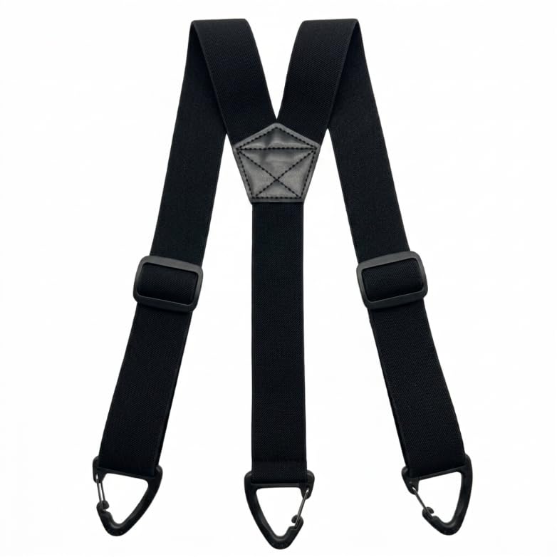 Bretelles Homme Larges 3,8 cm avec Mousquetons Triangulaires Robustes, Bretelle Élastique Réglable en Y pour Pantalon Costume Mariage Fête Travai
