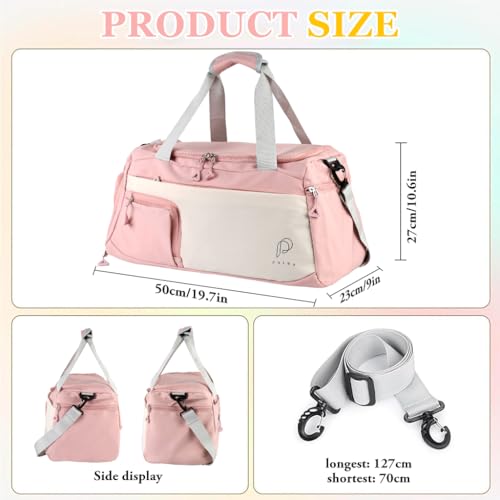 Image of PALAY Gym Bag Fashion Fitness Bag with Shoe Compartment Lightweight Duffle Shoulder Travel Multifunctional Travel Waterproof Day Pack Shoulder Yoga,Pink