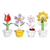 Photo Gallery longwin 4 mini statuette di fiori in cristallo soffiato a mano in vetro soffiato a mano, bouquet primaverile, statuetta da collezione, ornamento portafortuna per la casa, idea regalo per festa della Photo Gallery longwin 4 mini statuette di fiori in cristallo soffiato a mano in vetro soffiato a mano, bouquet primaverile, statuetta da collezione, ornamento portafortuna per la casa, idea regalo per festa della