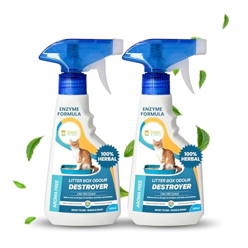 Image of Cat Litter Spray | Litter Box Odor Eliminator & Cat Pee Repellent | Aroma Free Herbal Air Freshener Spray | Ideal for Cat Litters And Pet beddings Sand Box | 300ml (Pack of 2)