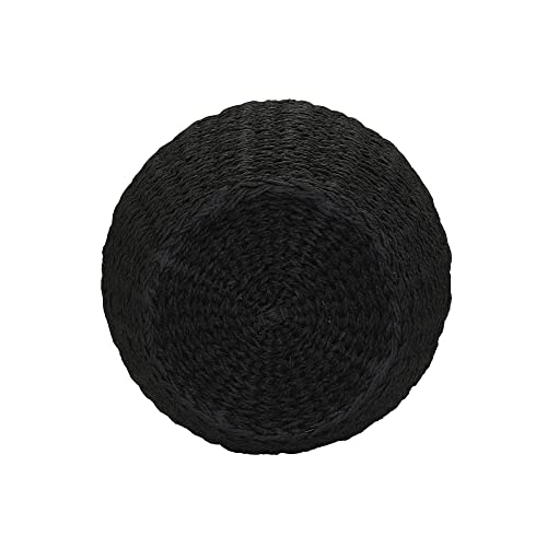 Household Essentials Handwoven Paper Rope Barrel Wicker Storage Basket Side Table, Black #TOP4