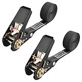 TRIWONDER 荷締めベルト 反射材入り ラチェットベルト ラッシングベルト タイダウンベルト にじめベルト 固定ベルト 結束ベルト バイク 台車 ルーフキャリア 引越し 運搬 落下防止 地震対策 （ブラック - 2個，3m）