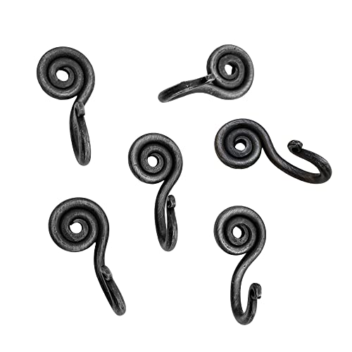 Living Ideas Hand Forged Spiral Hooks Set Of 6 Pcs Handmade Wrought Iron Wall Mounted Coat Hook Blacksmith Metal Wall Towel Hooks Rack Black Antique Finish Wall Hooks #TOP1