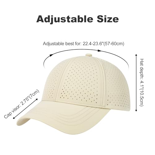 Image of FEINION Men Summer Adjustable Performance Hat Breathable Snapback Laser Perforated Mesh Baseball Cap