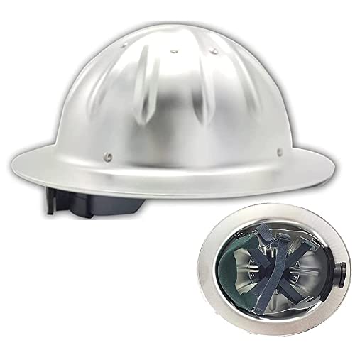 LINGOSHUN Casco de Seguridad Cascos de Aluminio,Grandes Sombreros Casco for la Construcción del Casco al Aire Libre con Sol Sombra de ala Ancha/Silver / 1 PCS Cover
