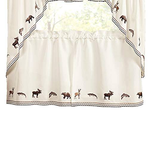 Renaissance Home Fashion Lodge Embroidered Tier Pair, 56" x 24"
