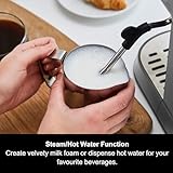 Morphy Richards Signature Compact Espresso Maker, Ground Coffee, Dual Cup, Illuminated Buttons, 1L Water tank, Steam Control, Milk Frother Wand, includes Tamper, Spoon, Stainless Steel, Grey, 172026 - Image 3