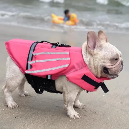 Cutdred 犬用ライフジャケット 調節可能 ペット 水泳救命胴衣 小型犬 中型犬 大型犬 猫用 水泳補助具 犬の安全を守る 保護 高浮力 反射ライン 干しやすい 水遊び用 運動用 救急服 水泳必需品 (XS,ピンク)