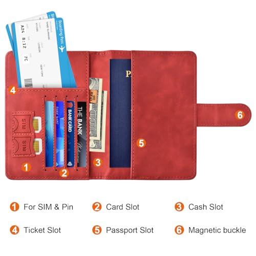 Image of Eoehro Passport Holder for Travel Essentials, Passport Wallet Cover Case for Travel Must Haves Accessories,Passport Book Holders for Women and Men(red)