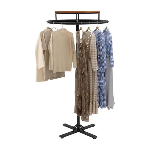 CNCEST Round Clothing Rack, 360° Rotatable Clothing Display Rack, 27.56