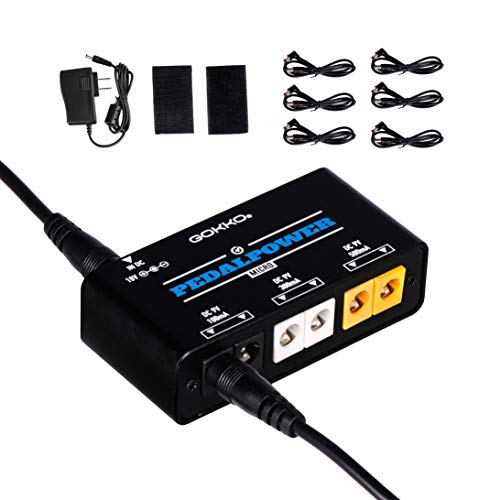 GOKKO Mini Guitar Pedal Power Supply 6 Isolated Outputs DC 9V 100mA/300mA/600mA 2Way