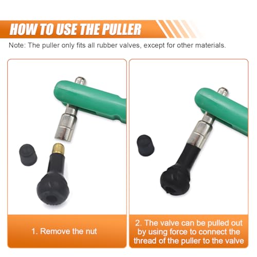 Image of Car Tire Valve Stem Puller /Installer with Valve Core Tool - No Scratch Car Valve Stem Remover Extender Adapter Replacement - Universal Car Tire Valve Stem Removal and Installation Repair Tool (Green)