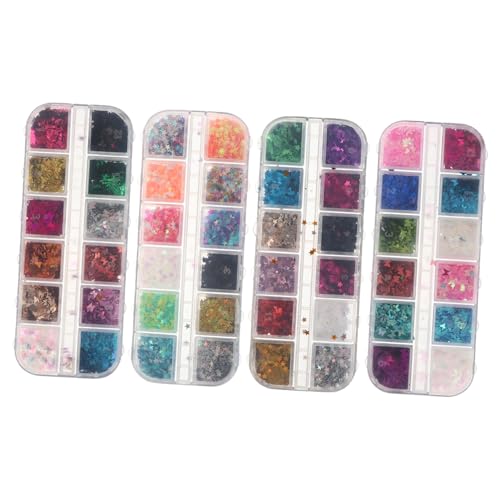 FOMIYES Nail Glitter Sequins Set 4 Boxes Star Makeup Manicure and Craft Decorations