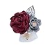 S_SSOY Boutonniere Groom Bridegroom Men's Silk Lapel Brooch Boutonniere Groomsmen Best Man Boutineer Corsage with Gold Leaf Flower for Wedding Prom Homecoming Party (Burgundy, Pack of 1)
