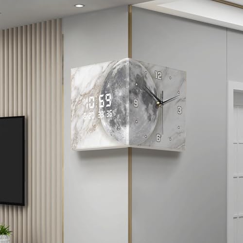 Image of Bnf Lunar Pattern Wall Mounted Corner Clock Wall Decoration for Kitchen Creative 26x26x26cm|Home & Garden | Home Dcor| Clocks | Wall Clocks