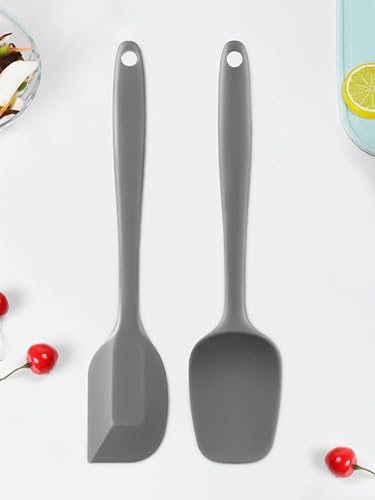 Juego de 2 espátulas de silicona, 10 pulgadas de alto, resistentes al calor, antiadherentes, de goma para hornear, cocinar y mezclar, aptas para