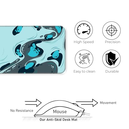 Image of Swirl Pattern Ocean Blue Large Mouse Pad - Extended Gaming Mousepad 60x30CM for PC, Laptop, Desktop & Office - Dynamic Motion Accessories for Desk & Table