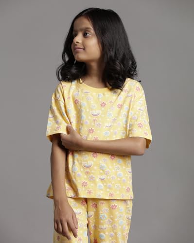 Image of T2F Girls Cotton Printed Pajama Set (Pack of 3)