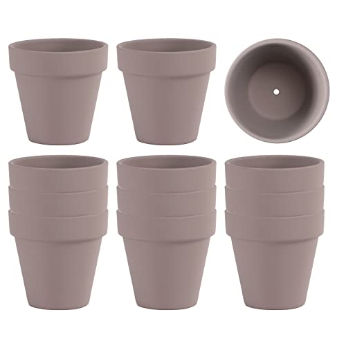 12 Pcs Small Mini Grey Clay Pots With Drainage Holes,2.5Inch Terra Cotta Pot Clay Ceramic Pottery Planter,Succulent Nursery Pot/Cactus Plant Pot,For Indoor/Outdoor Plants,Crafts,Wedding Favor #TOP5
