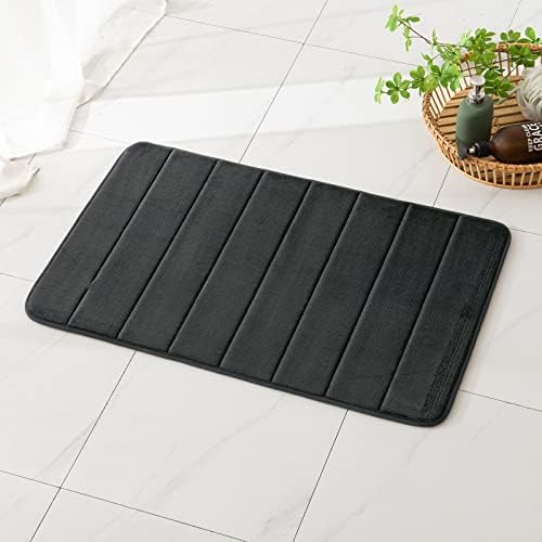 MIULEE Memory Foam Bath Mats Non Slip Bathroom Mat Bath Rug Shower Mat Coral Fleece Softness Highly Absorbent Washable Bathroom Rug Bath Mats for Bathroom Kitchen Entrance 40x60 cm Navy Blue
